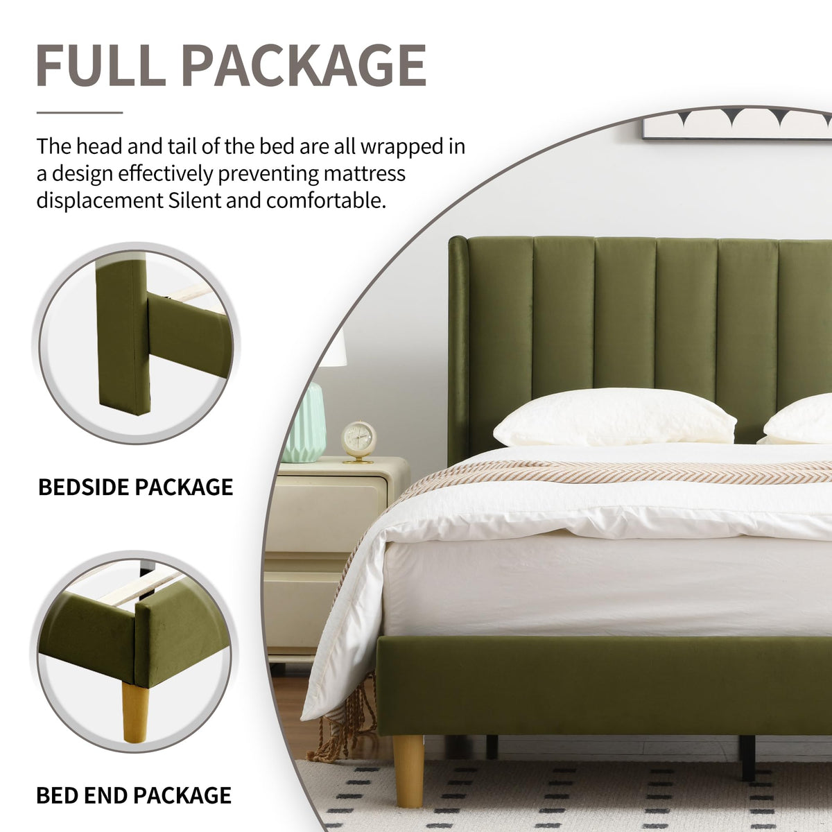 Queen Bed Frame with Upholstered Headboard P49907