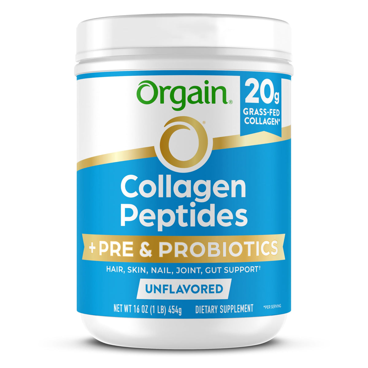 Collagen Peptides + Prebiotic & Probiotics Powder, 1lb N146