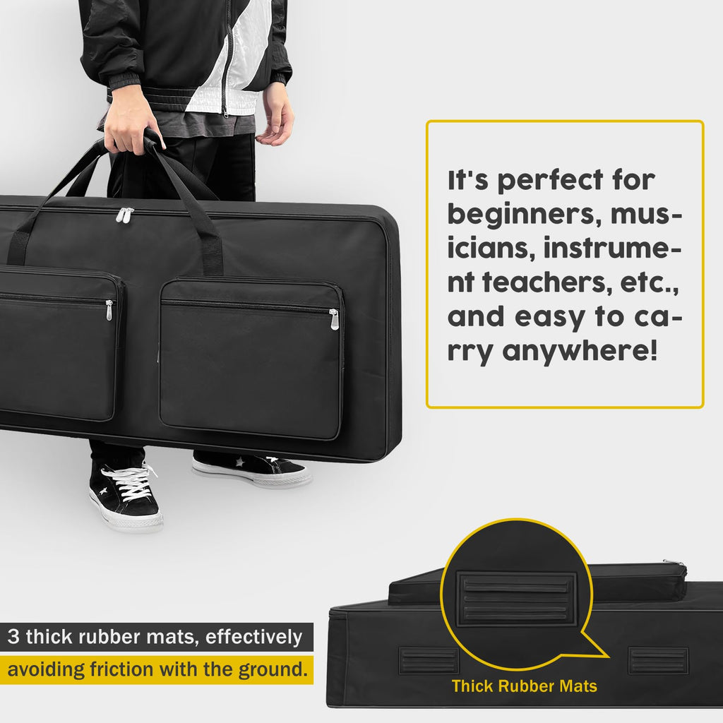 76 Key Piano Keyboard Case Bag with 4-Pocket (Black) P218