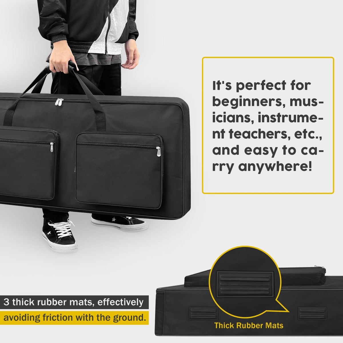 76 Key Piano Keyboard Case Bag with 4-Pocket (Black) P218