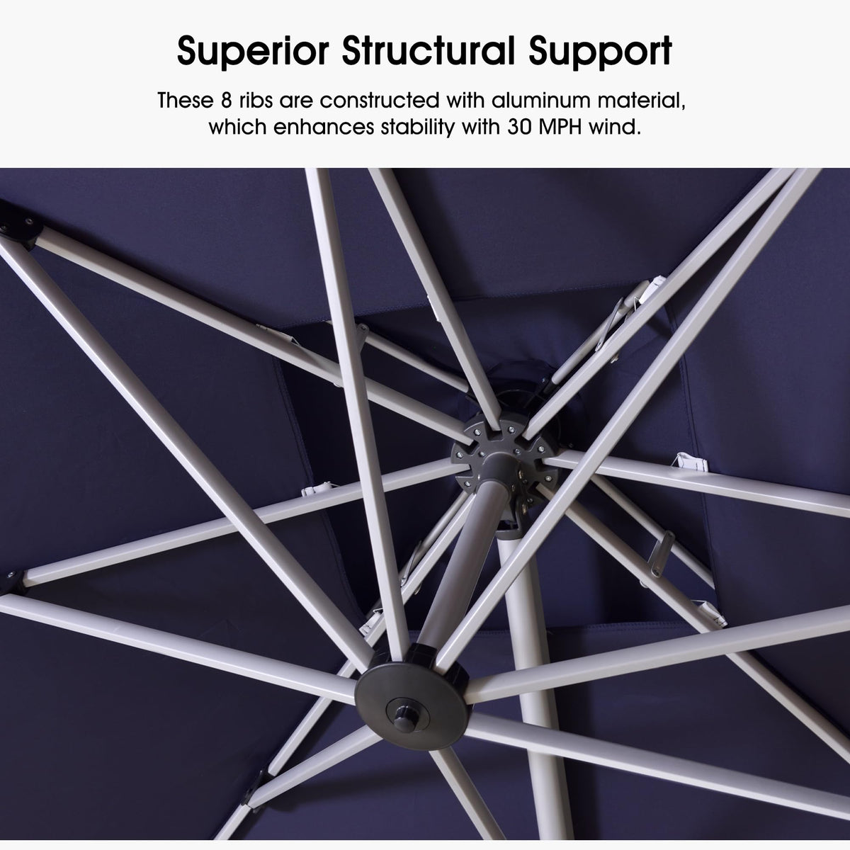 Navy Blue 10 FT Cantilever Patio Umbrella with Base T492