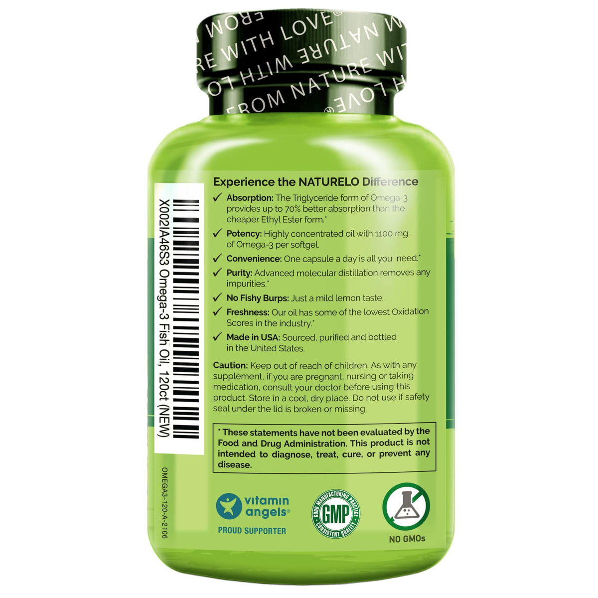 Omega 3 Fish Oil Supplement 1100mg 120 Softgels Z980696