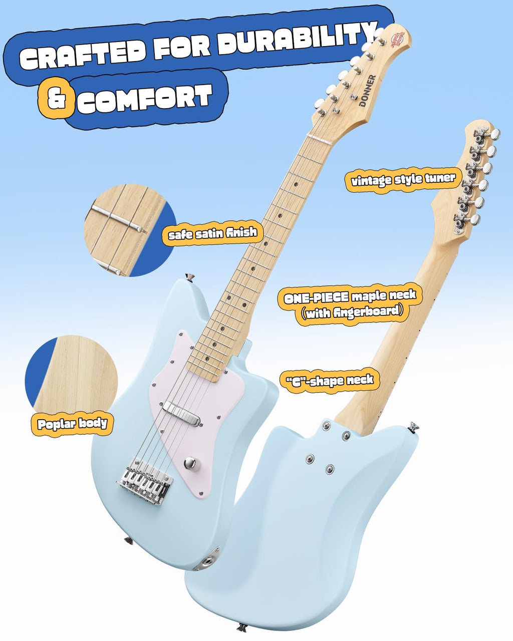 30 Inch Kids Electric Guitar Beginner Kit Blue X535