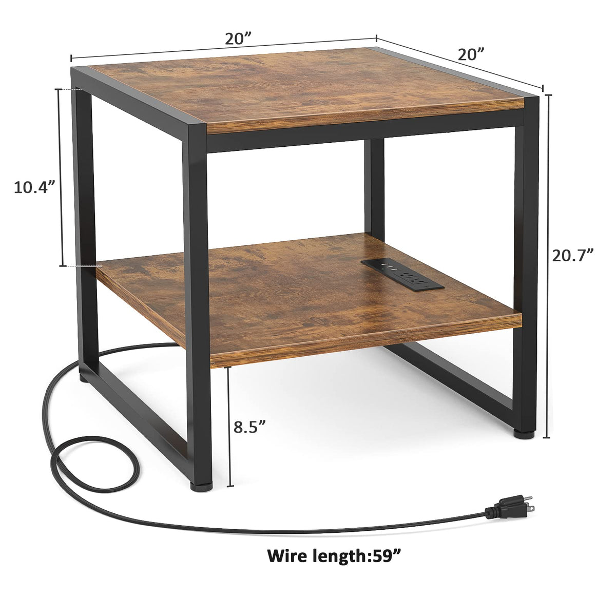 End Table with Charging Station, 2 Pack D904
