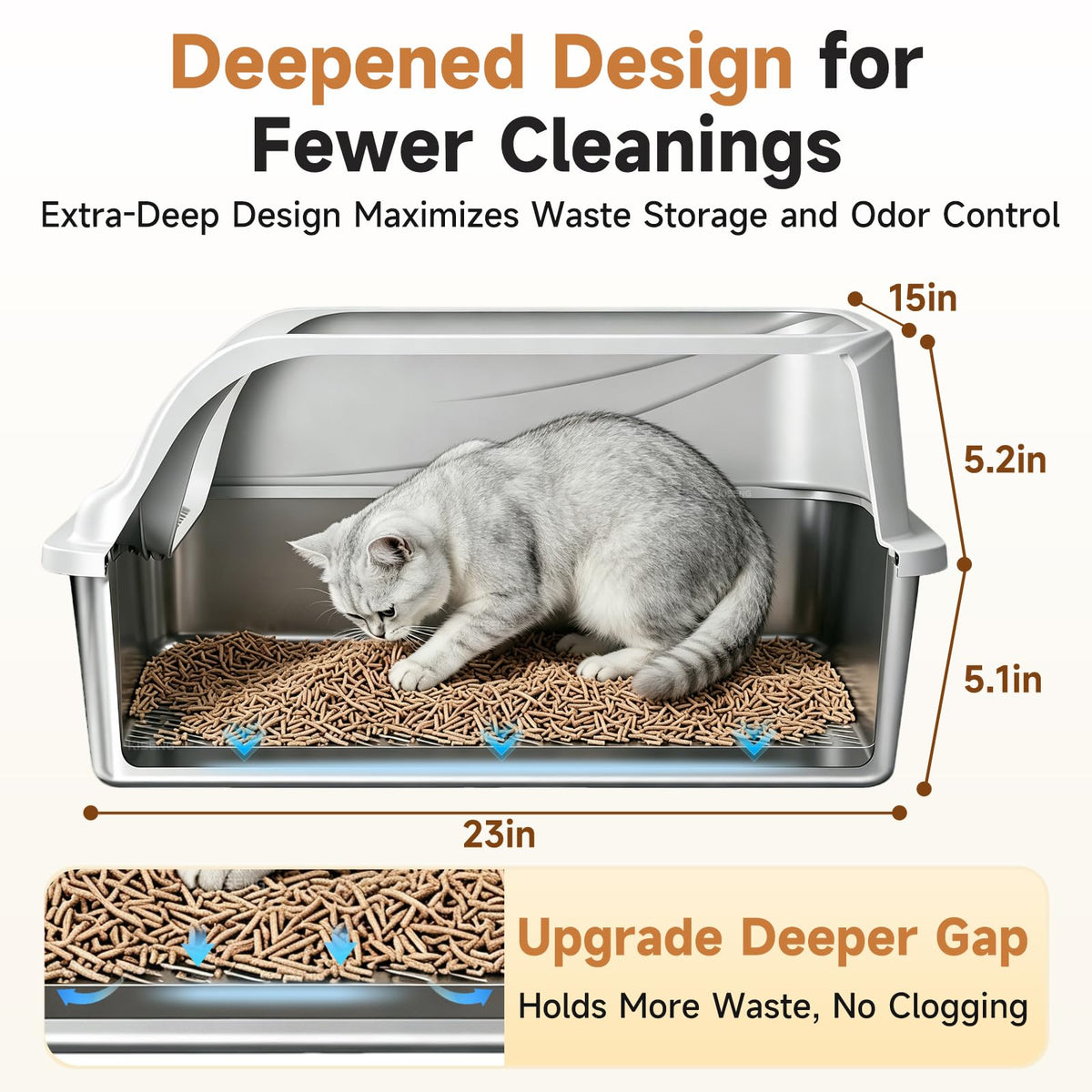 Stainless Steel Sifting Litter Box H7939