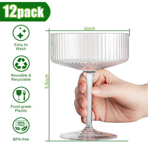12 Pcs 10oz Acrylic Stem Cocktail Glassware Set J64084