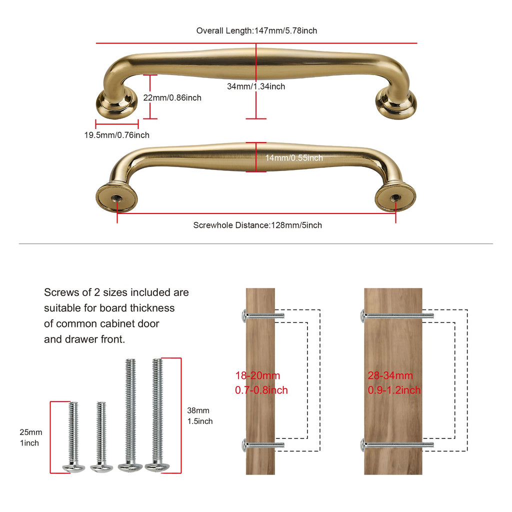 10 Pack 5" 128mm Champagne Bronze Cabinet Handles D553