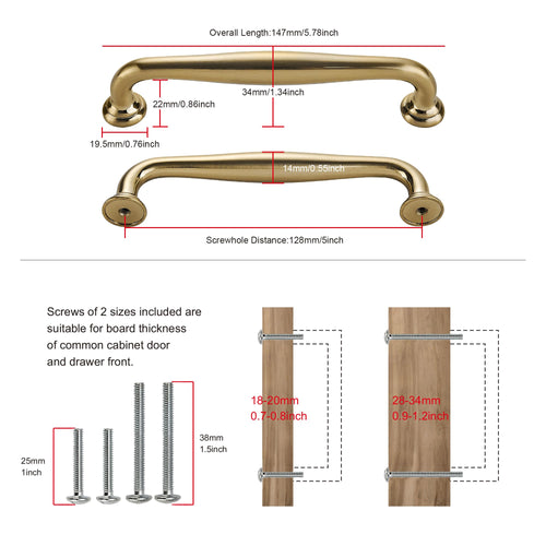 10 Pack 5" 128mm Champagne Bronze Cabinet Handles D553