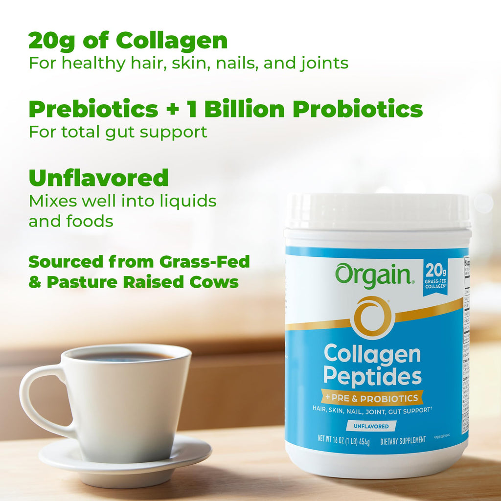 Collagen Peptides + Prebiotic & Probiotics Powder, 1lb N146