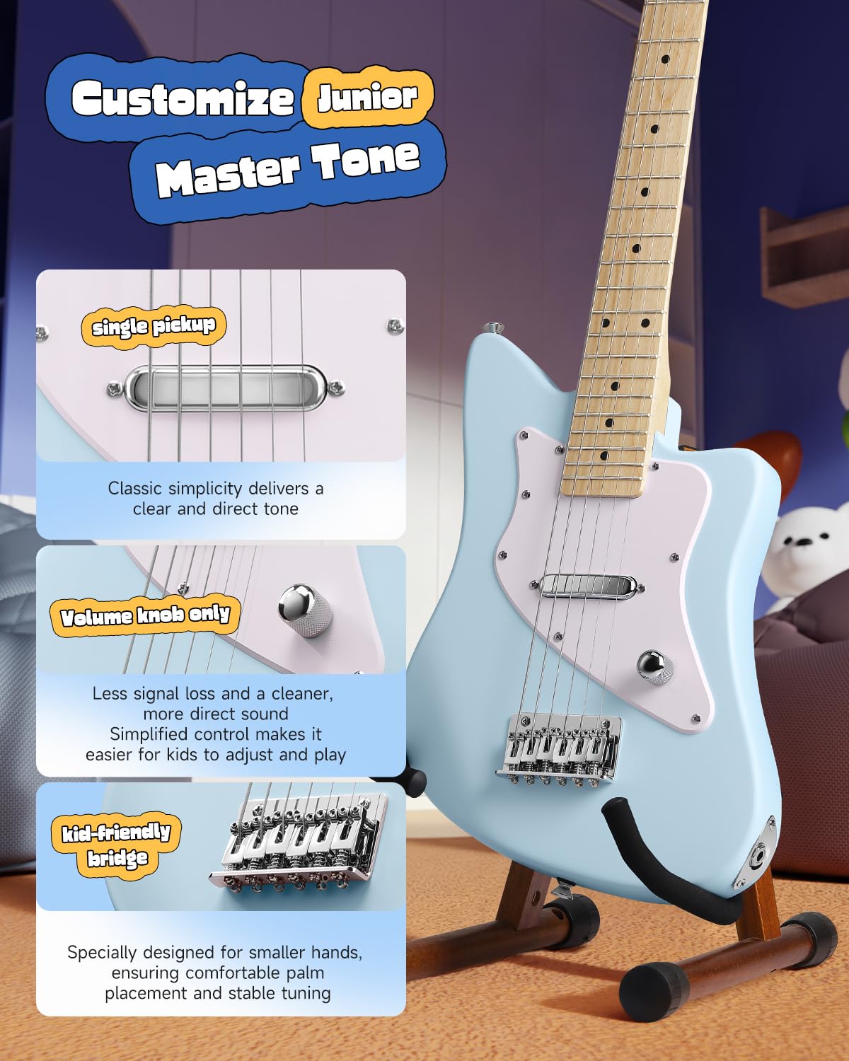 30 Inch Kids Electric Guitar Beginner Kit Blue X535