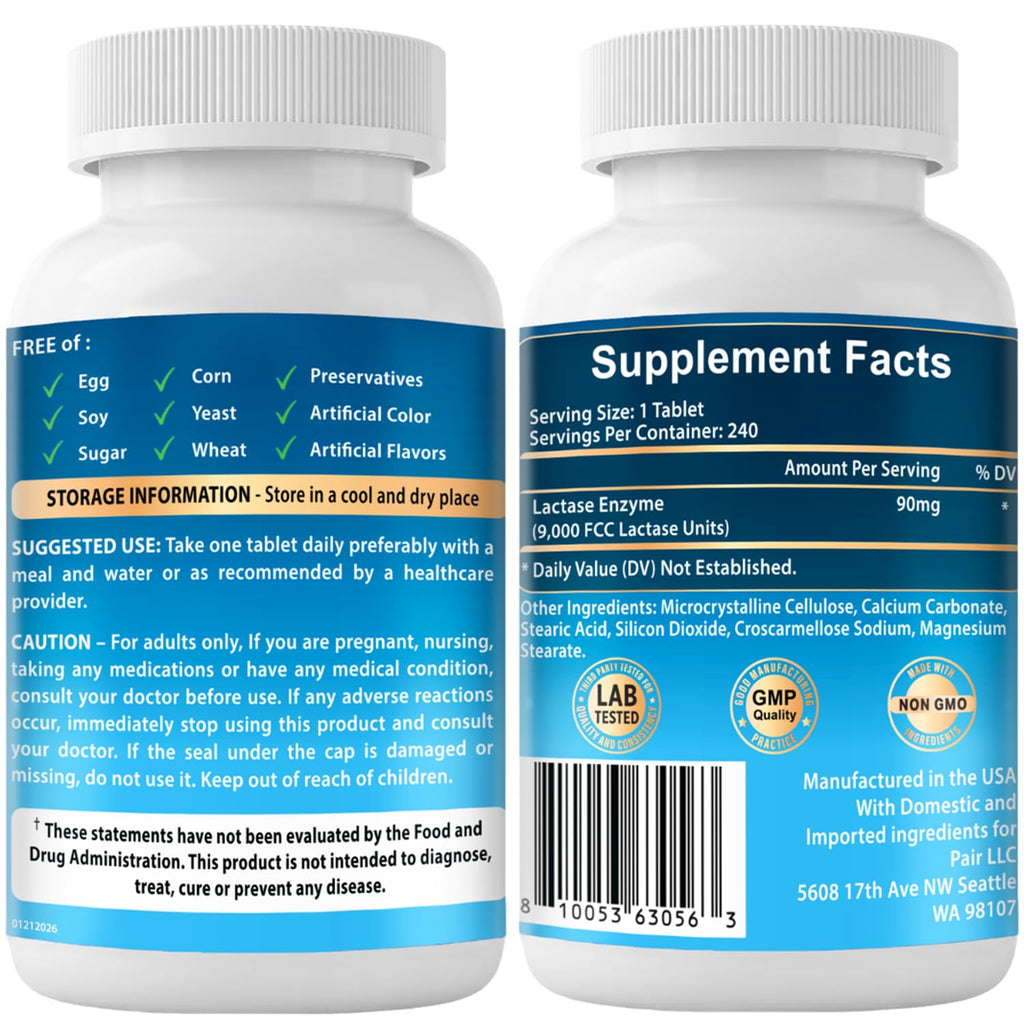 Lactase Enzyme 240 Tablets U59876