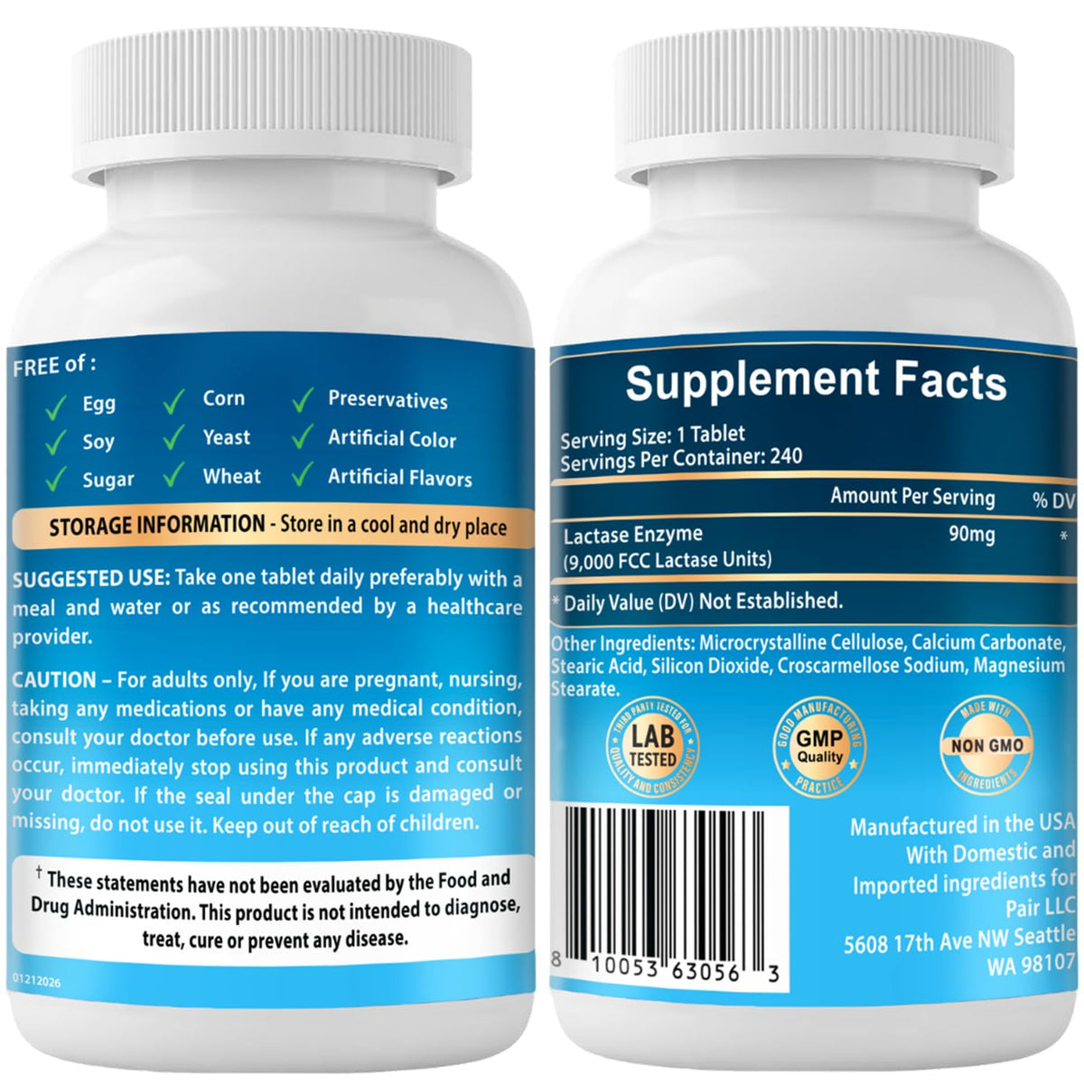 Lactase Enzyme 240 Tablets U59876