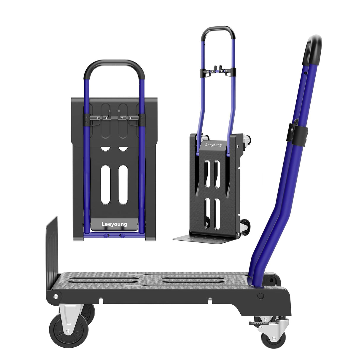 3-in-1 Folding Hand Truck 330lbs Portable Dolly Cart with Adjustable Handle R549055