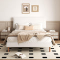 White Upholstered Bed Frame with Adjustable Headboard K278428