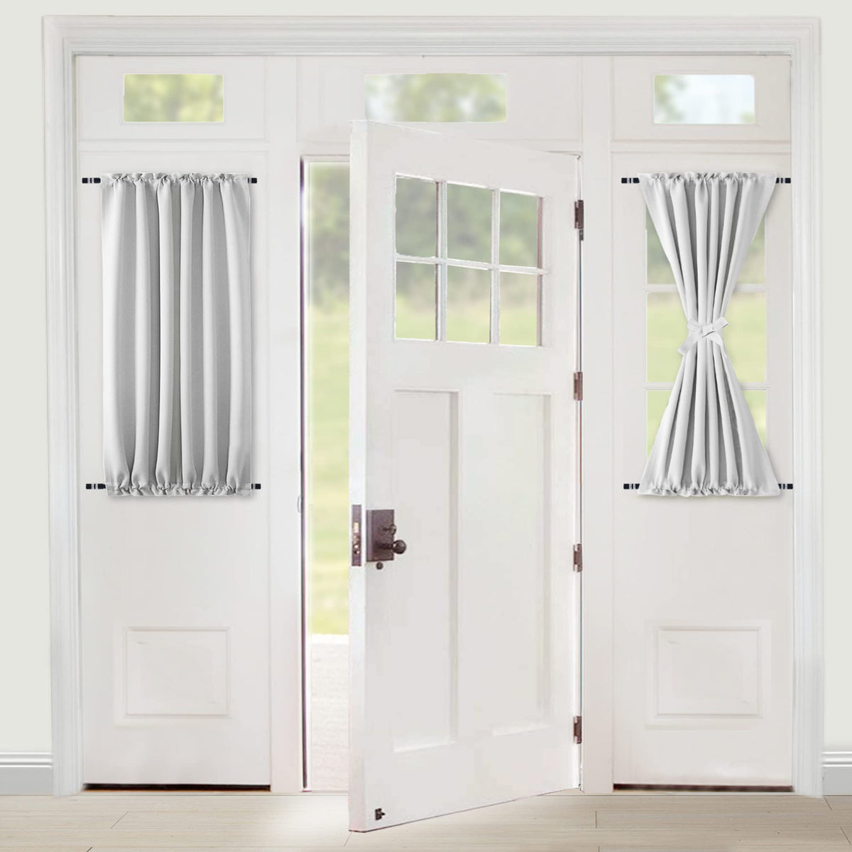 Door Curtains, Thermal and Room Darkening Curtains, Rod Pocket Blackout Curtains, 25 x 40 inches, Greyish White, 1 Panel H346