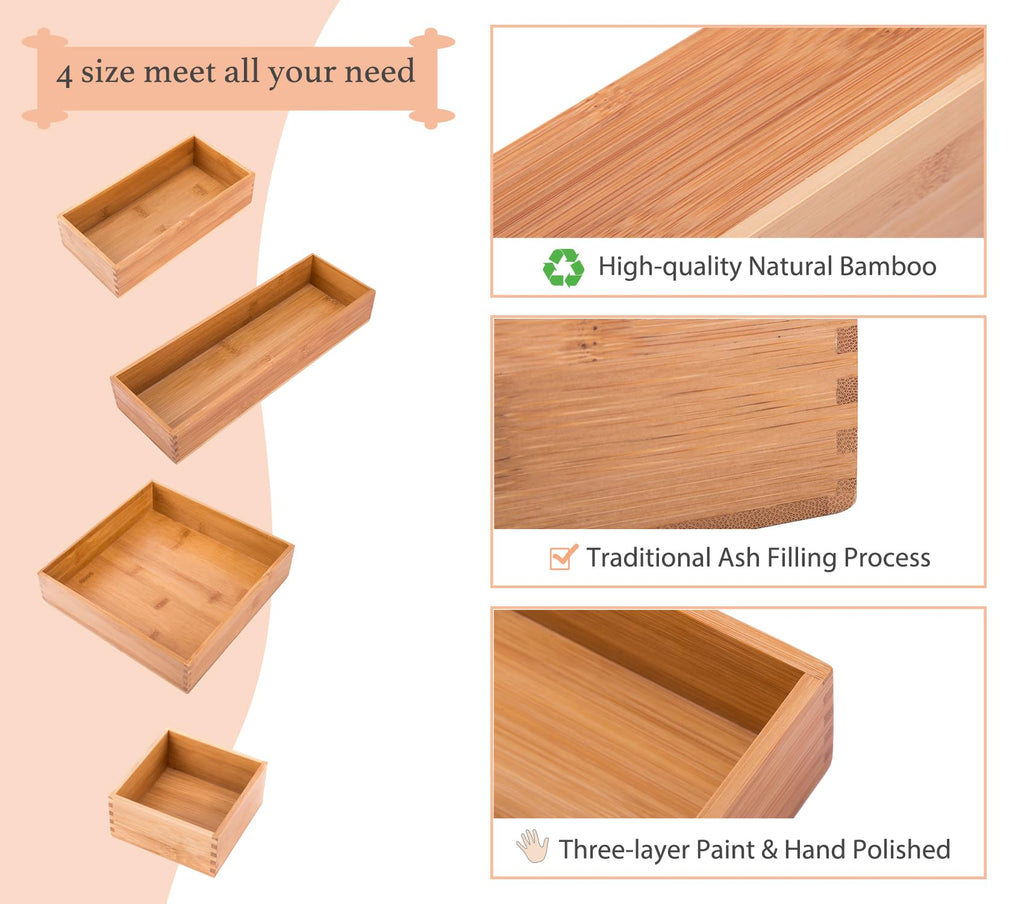 Bamboo Organizer Storage Boxes 4"*4" P420055