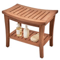 Teak Shower Bench Stool with Shelf V93457