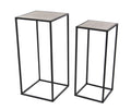 Black Metal End Table with Brown Wood Tops, Set of 2 W632621
