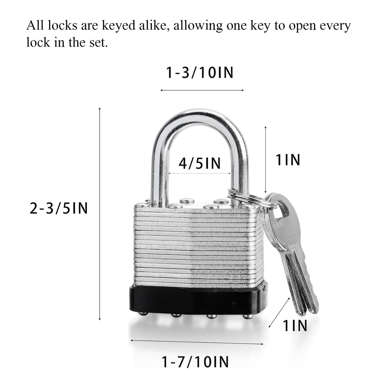 4 Pack Keyed Alike Pad Locks M55254