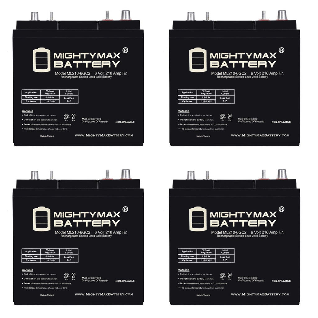 6V 210AH Dual Terminal SLA Replacement Battery 4 Pack Y222
