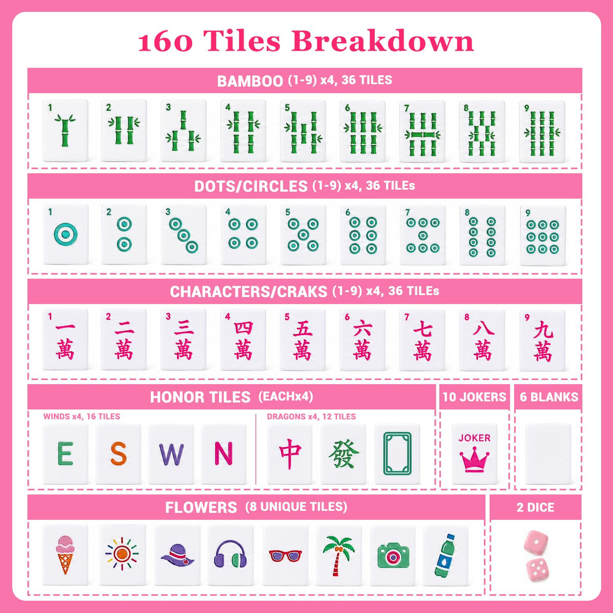 Pink Mini Travel Mahjong Tile Set with Racks and Bag G5669