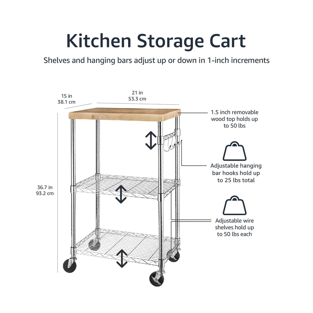 3-Tier Kitchen Storage Rack with Caster Wheels F634568