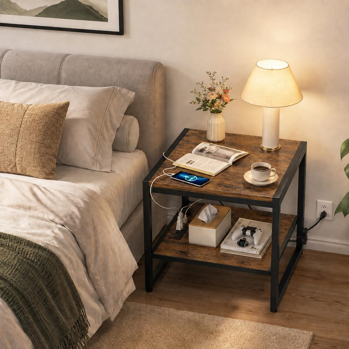 End Table with Charging Station, 2 Pack D904