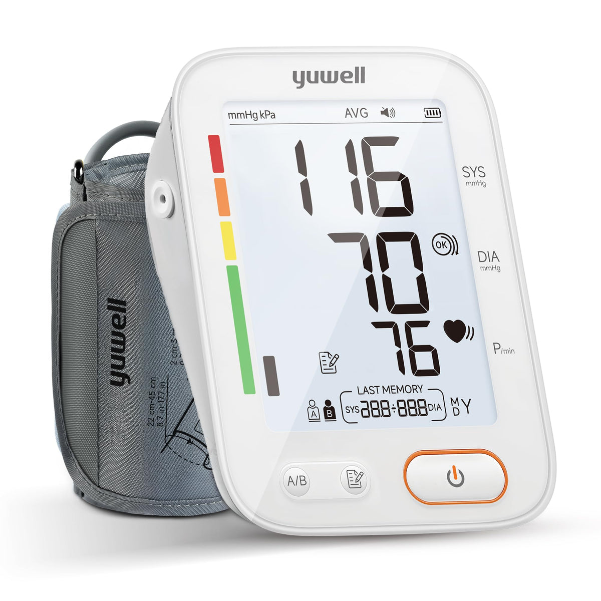Upper Arm Blood Pressure Monitor with Adjustable Arm Cuff and Backlit Display I820061