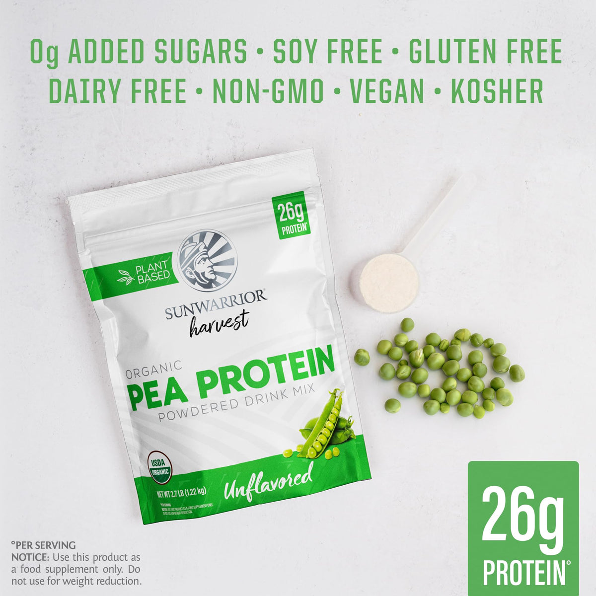 Organic Pea Protein Powder 35 Servings Unflavored N68597