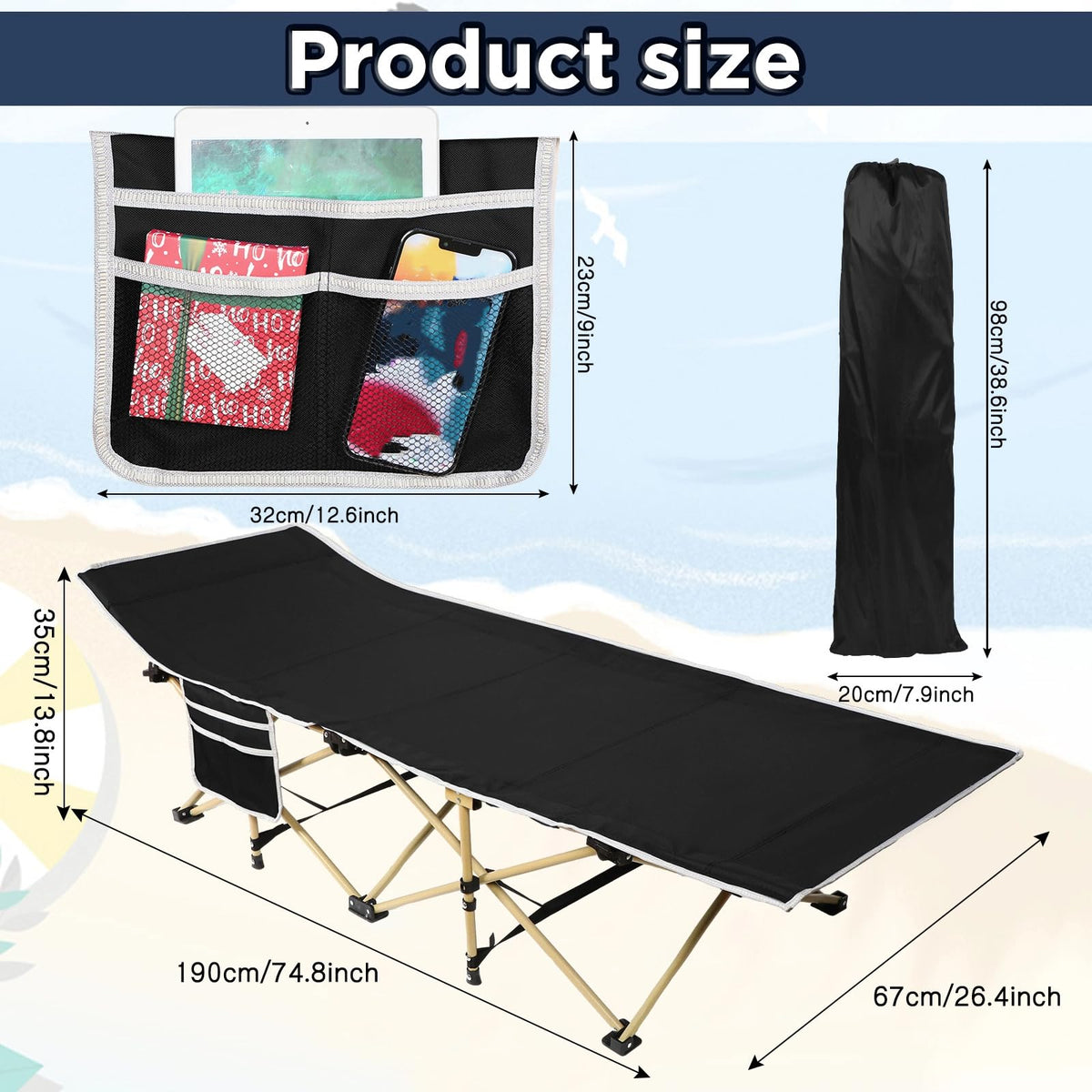 2 Pack Camping Cot with Carry Bag O6588