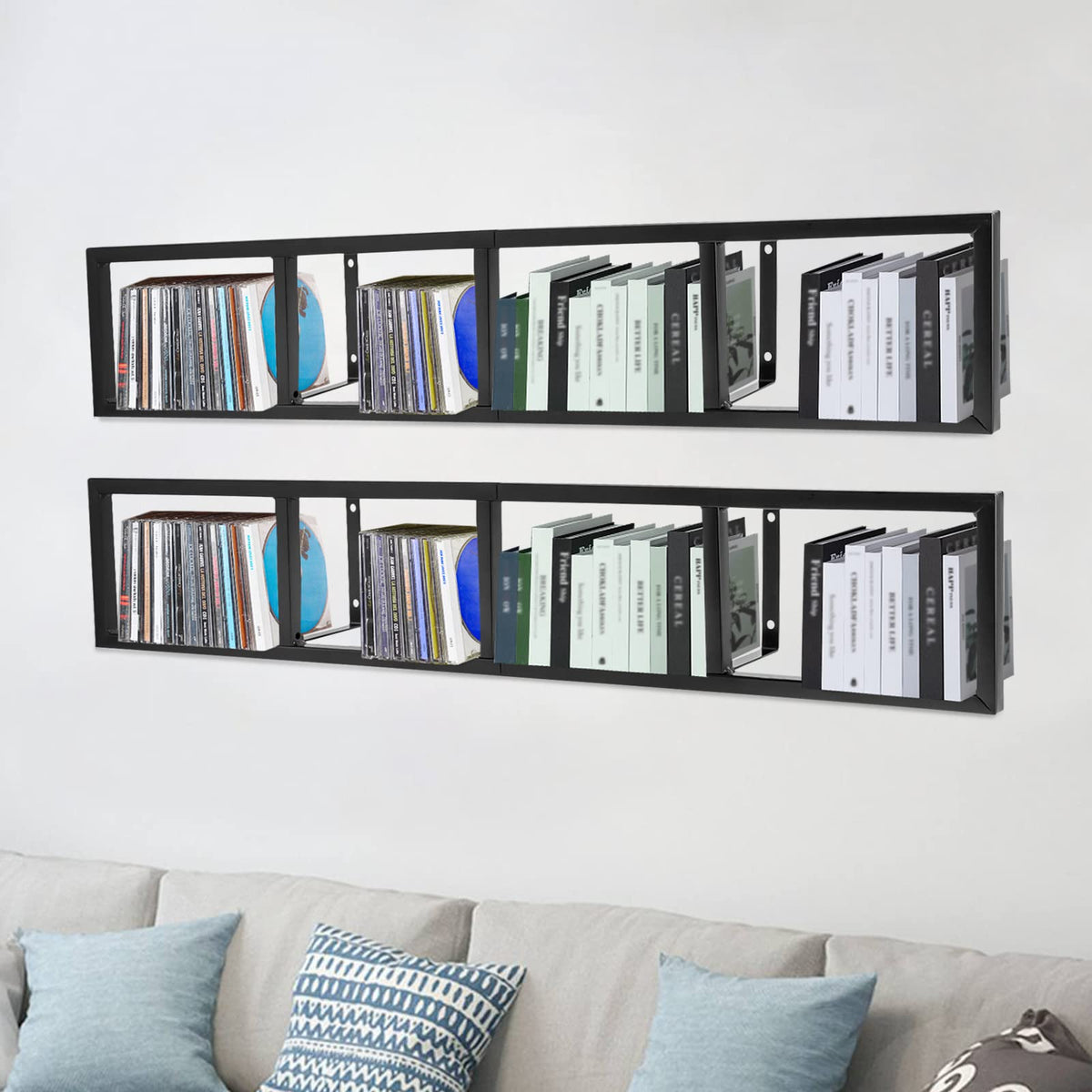 34 Inch Black Metal Media Storage Rack Z663