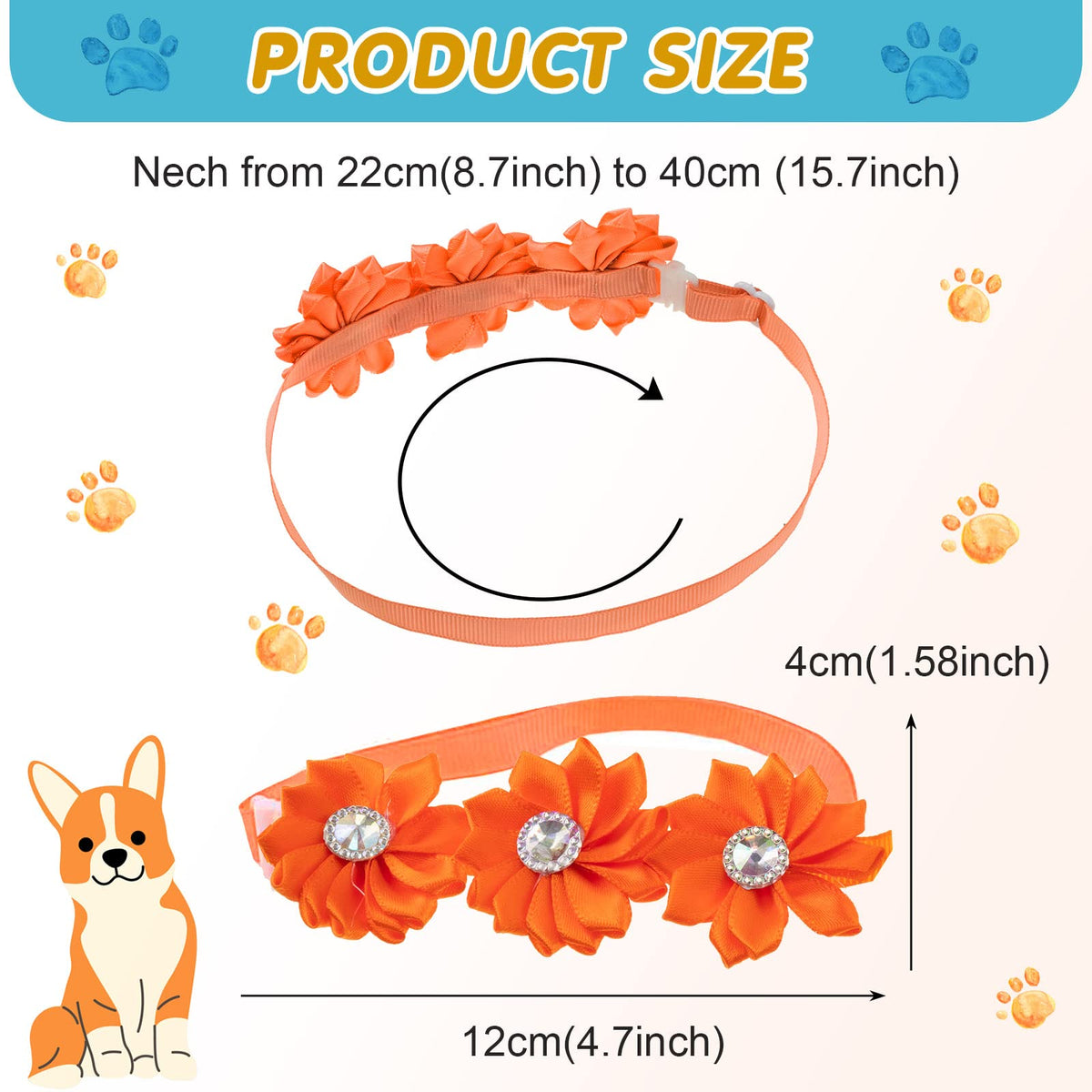 80 Pcs Dog Bowtie Flower Collar Adjustable P4029