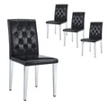 Black Upholstered Dining Chairs Set of 4 with Silver Metal Legs Q13510