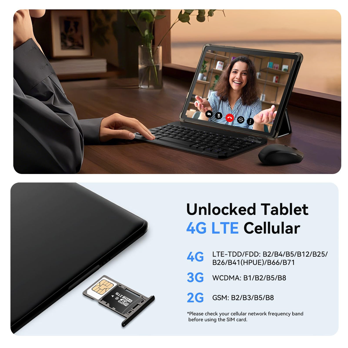 10 inch 2-in-1 Android 15 Tablet with Keyboard, Mouse, and Case, 4G LTE, 12GB RAM + 64GB ROM, Octa-Core, IPS Display, 5G Wi-Fi, GPS, Bluetooth S6825