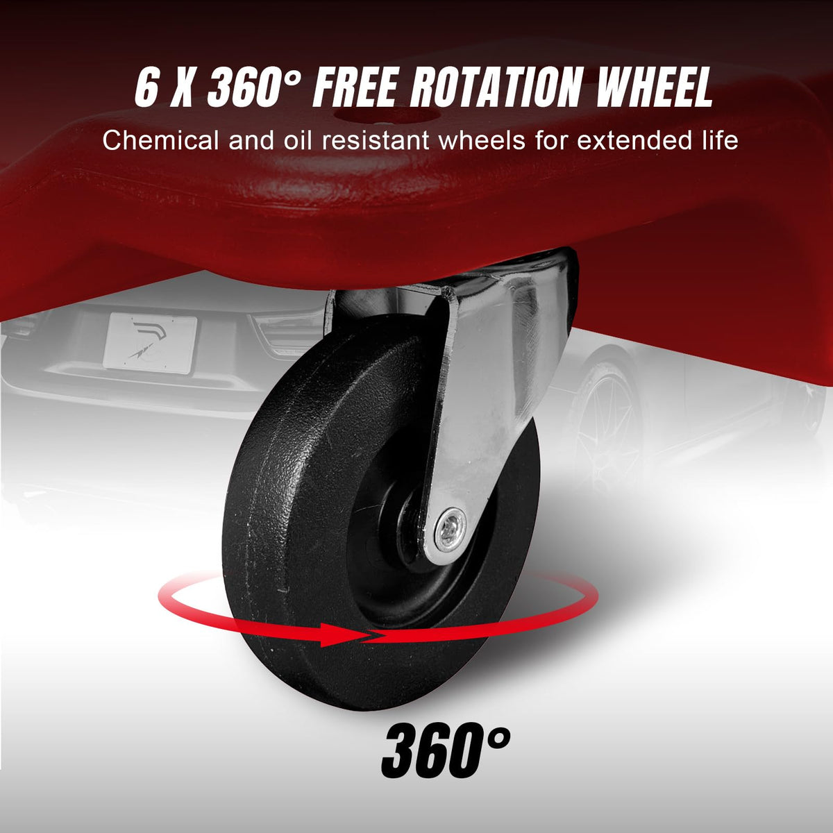 Rolling Garage Creeper with Padded Headrest and 6 Casters I58851