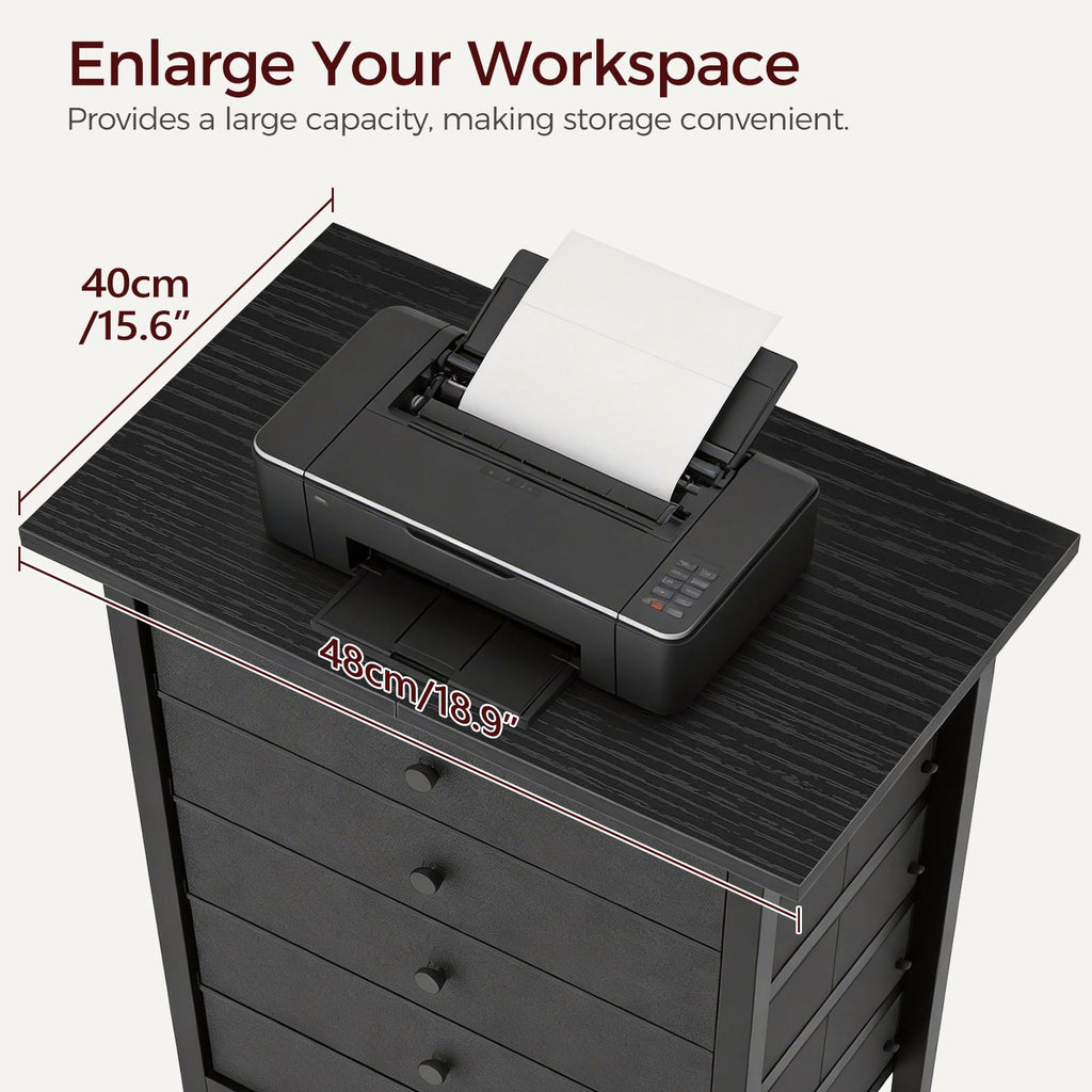 Black 5 Drawer Rolling File Cabinet with Wheels H2370