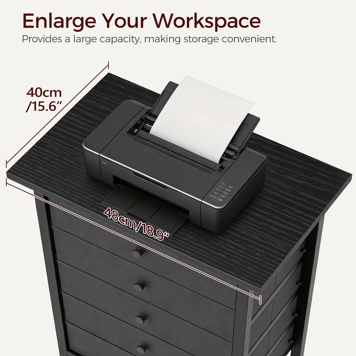 Black 5 Drawer Rolling File Cabinet with Wheels H2370