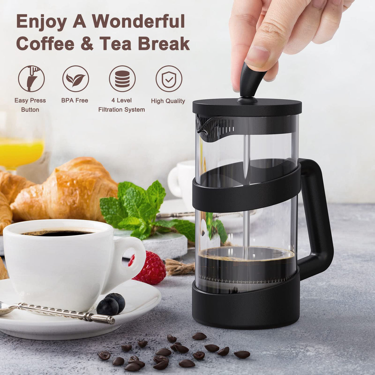 34 oz Glass French Press Coffee Maker F88445