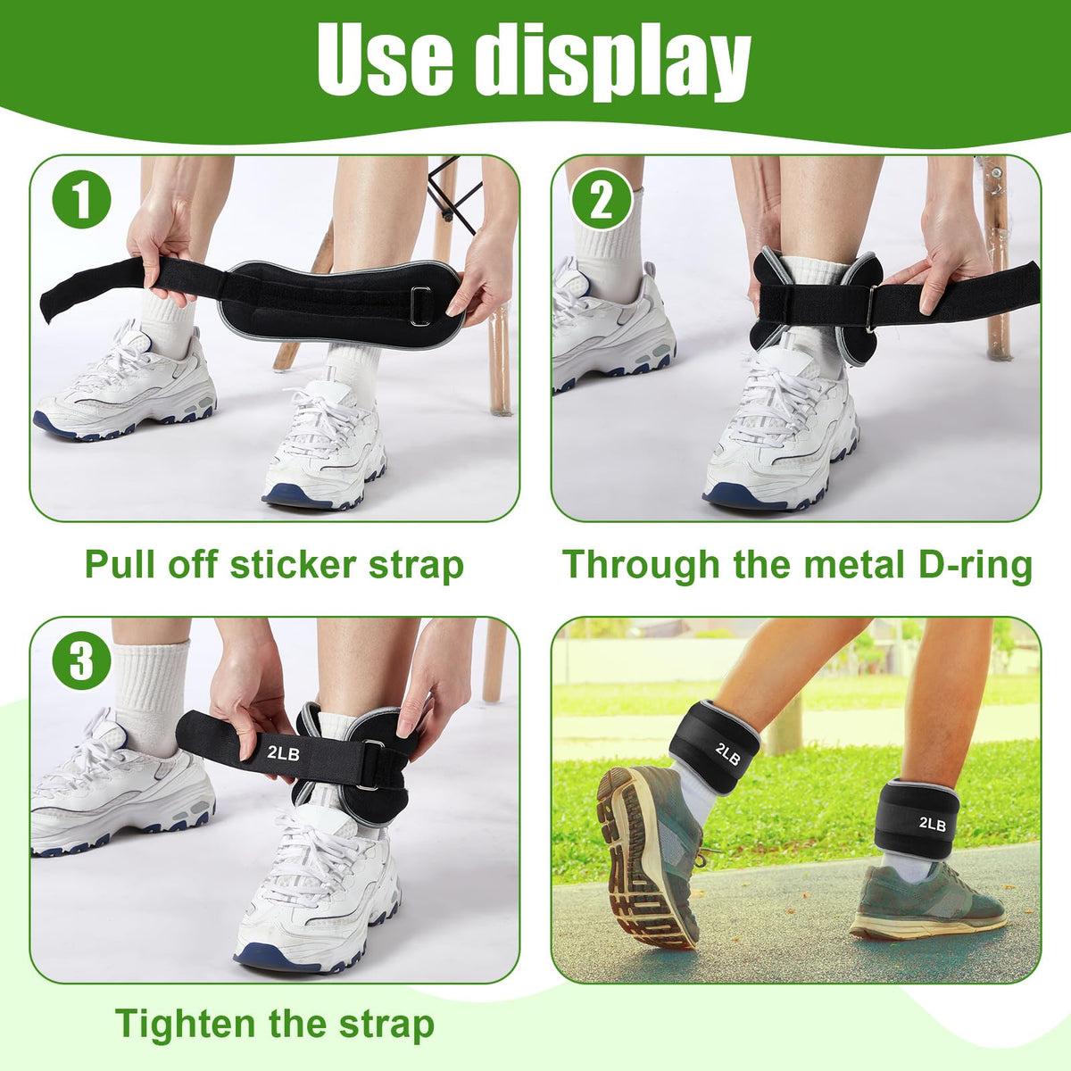 4 Pairs Adjustable Ankle Leg Weights Set D25229