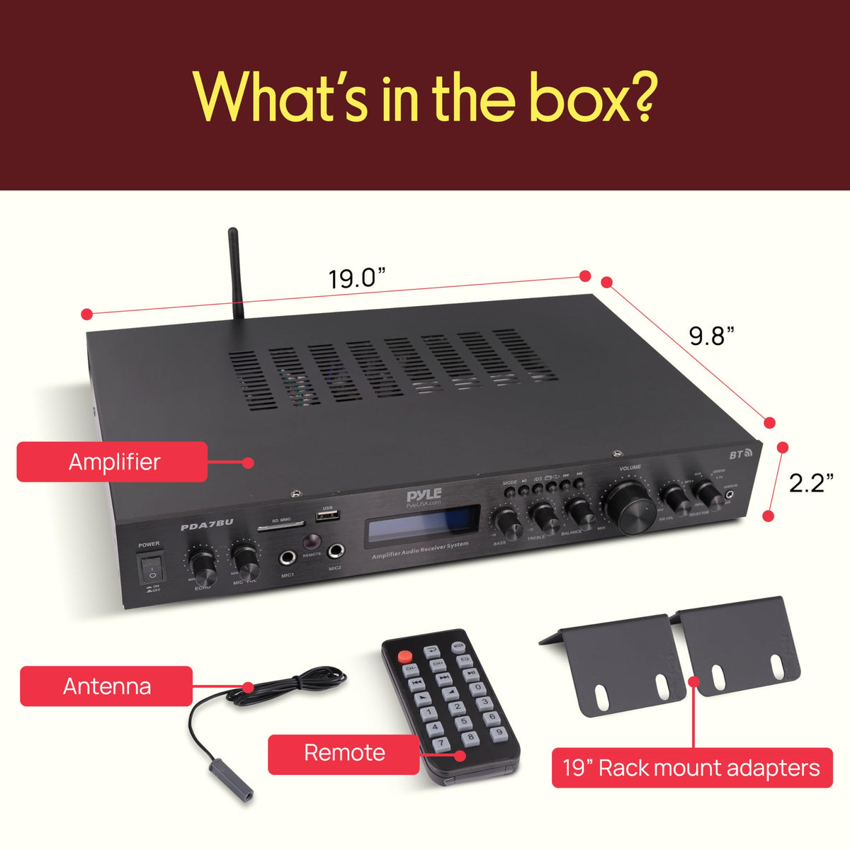 5 Channel Rack Mount Bluetooth Amplifier Receiver L979516