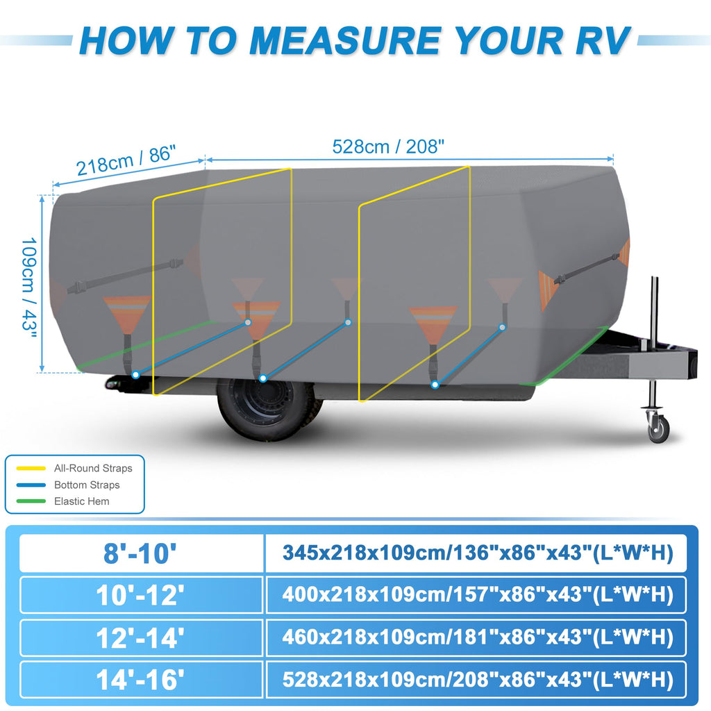 14ft-16ft Heavy Duty Oxford Waterproof Pop-Up Camper Cover V375195