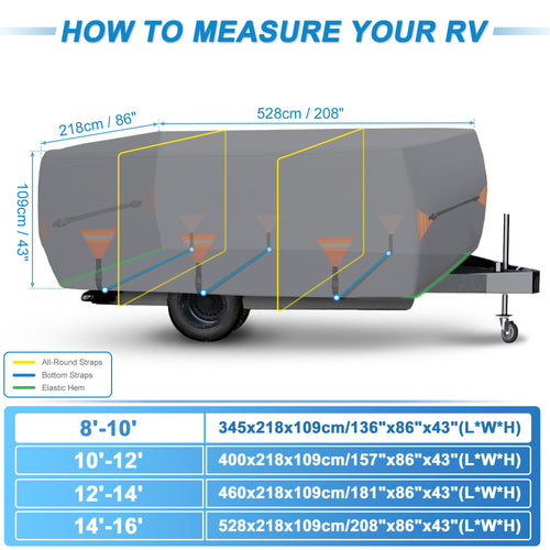 14ft-16ft Heavy Duty Oxford Waterproof Pop-Up Camper Cover V375195