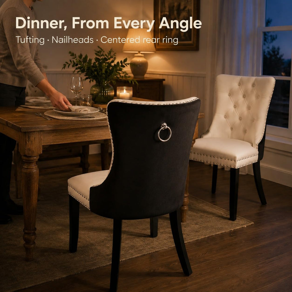 White Black PU Dining Chairs Set of 6 D427113