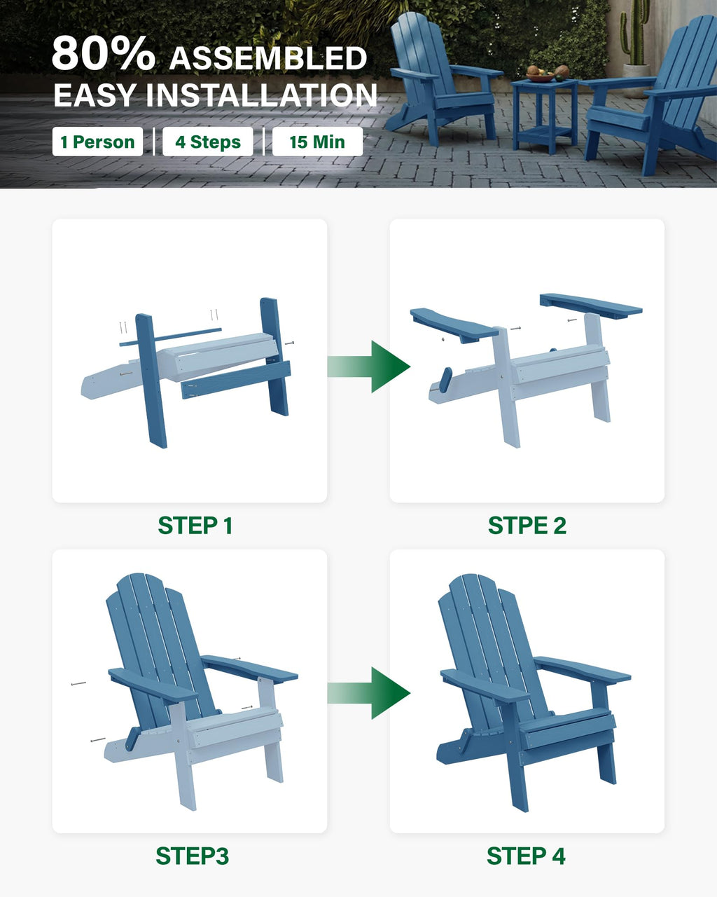 Folding Adirondack Chairs Set of 2 Plastic Chair X948963
