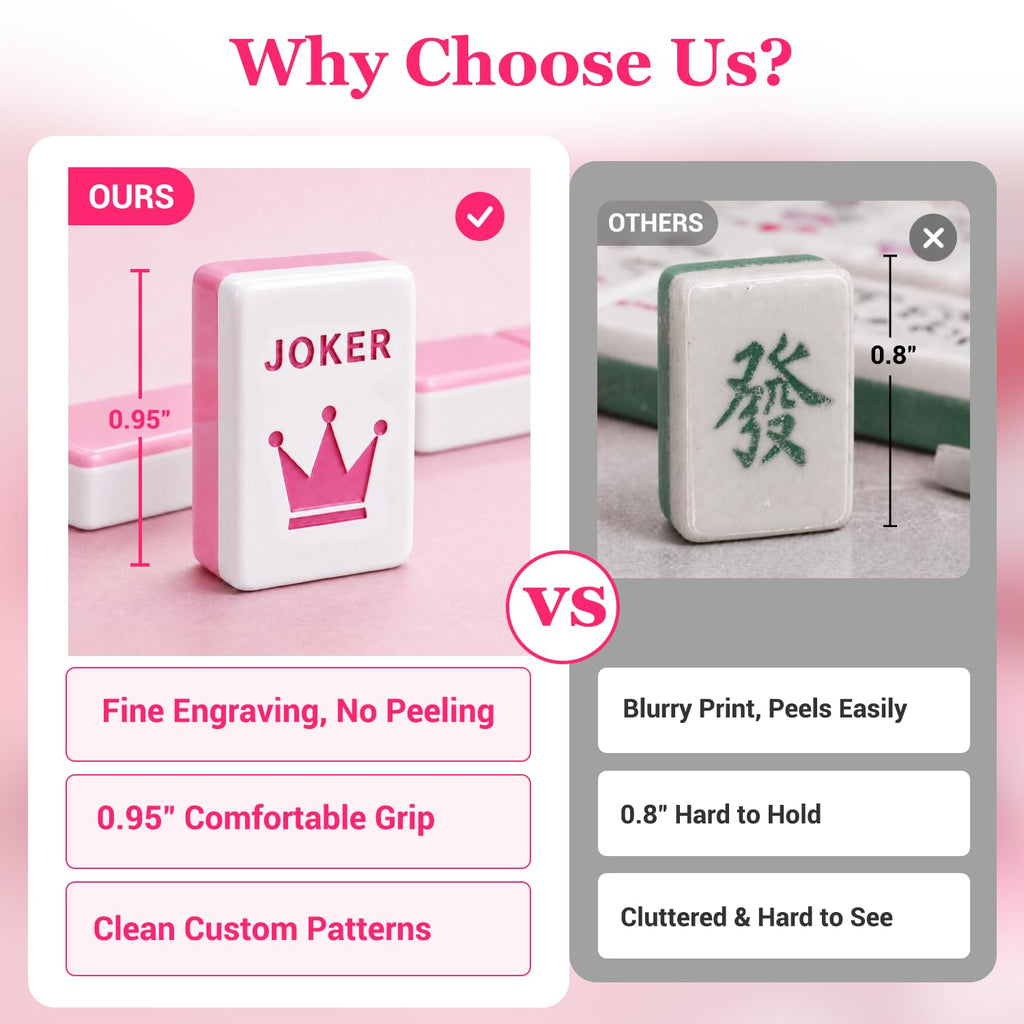 Pink Mini Travel Mahjong Tile Set with Racks and Bag G5669