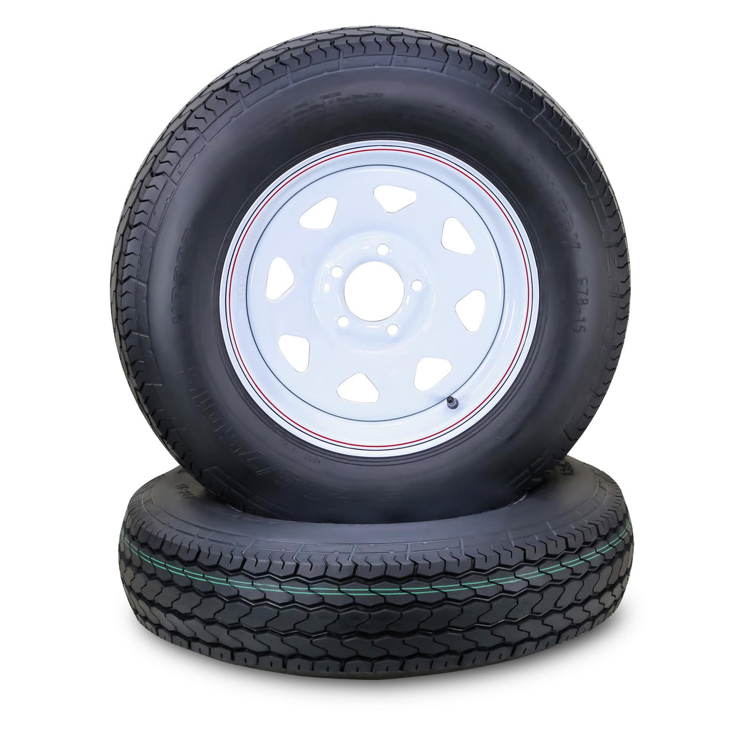 Trailer Tire Wheel ST205/75D15 6PR 101L 5X4.5 White Spoke Pk2 O72928