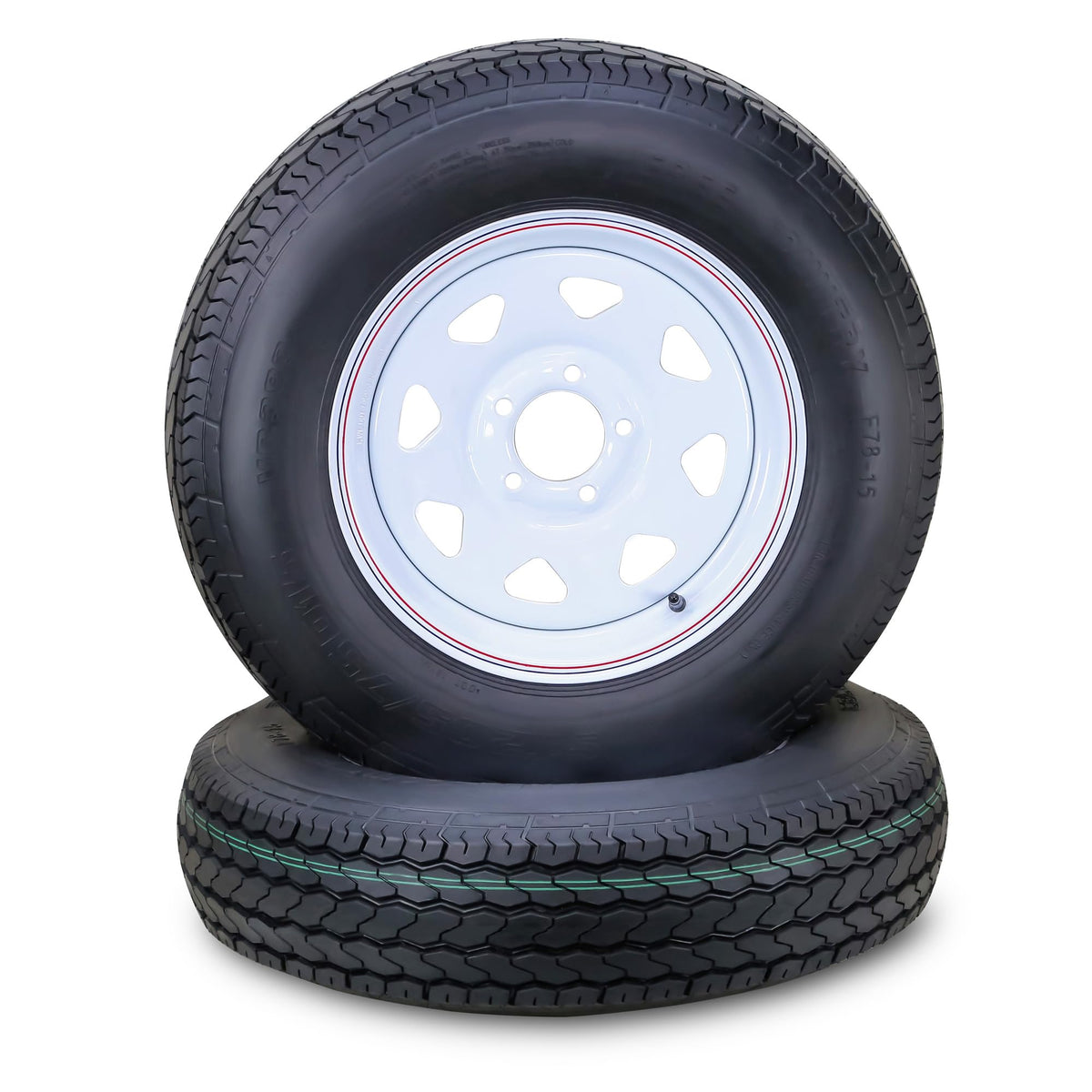 Trailer Tire Wheel ST205/75D15 6PR 101L 5X4.5 White Spoke Pk2 O72928