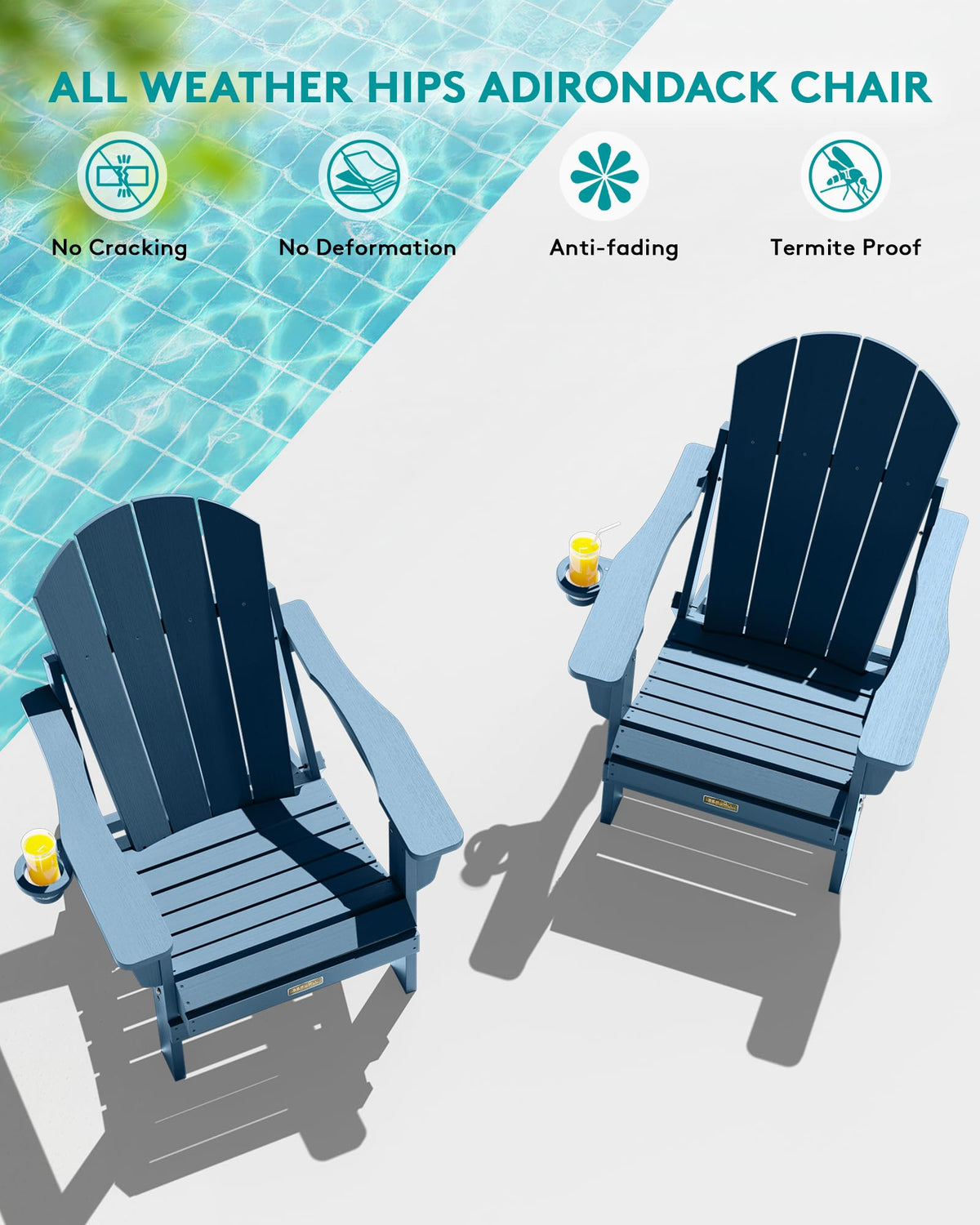 Folding Adirondack Chair Set of 2 with Cup Holder L251908