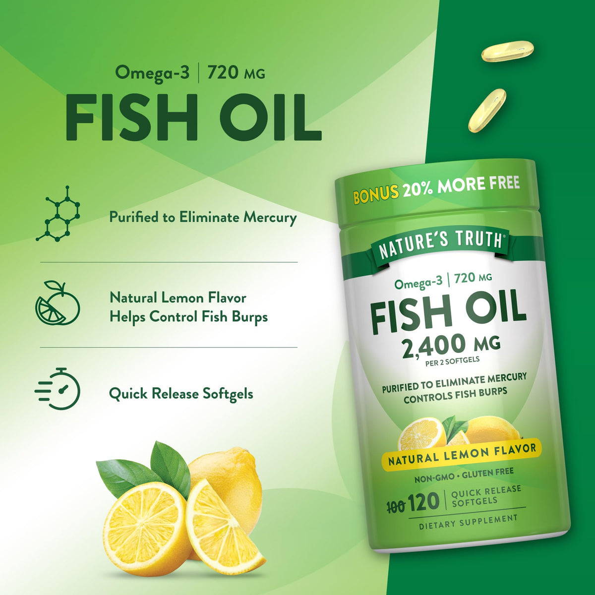 Fish Oil 2400mg 120 Softgels H387