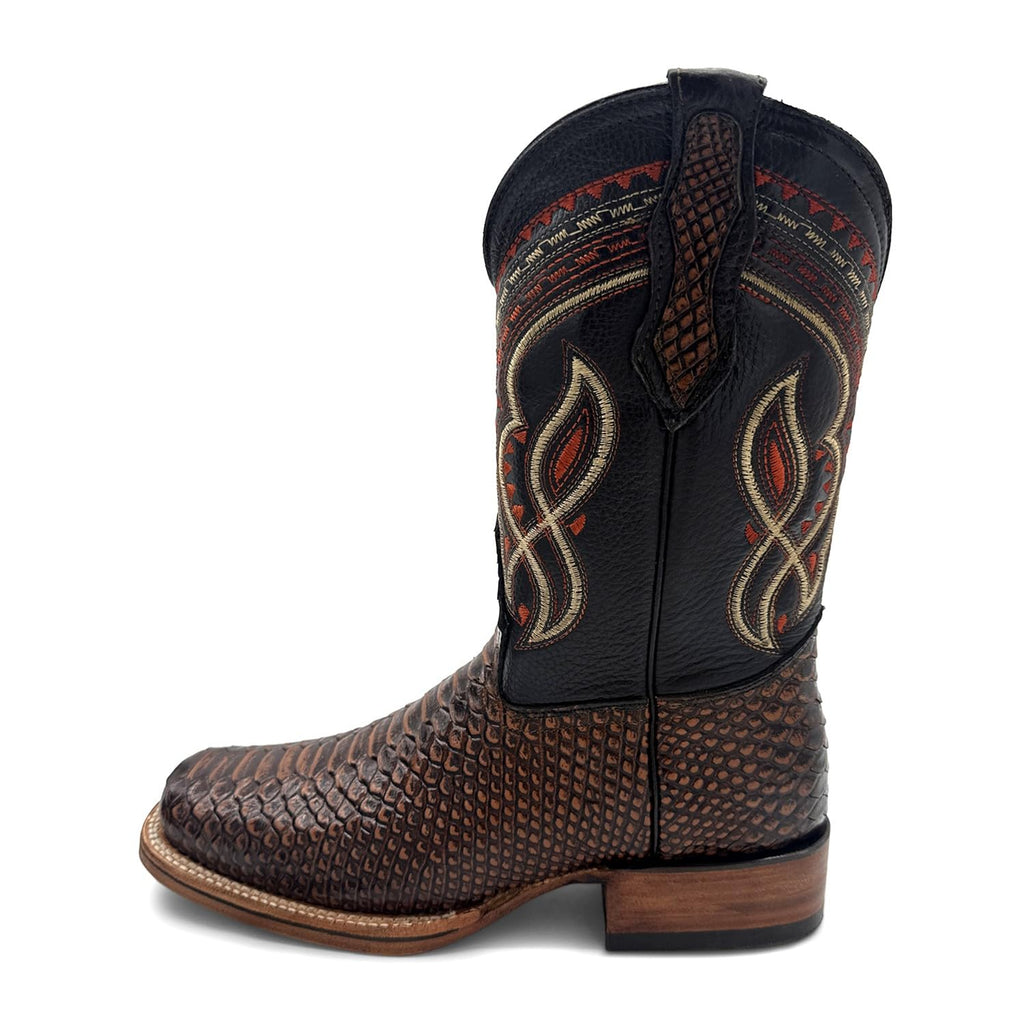 Mens Snakeskin Print Leather Western Boots F865978